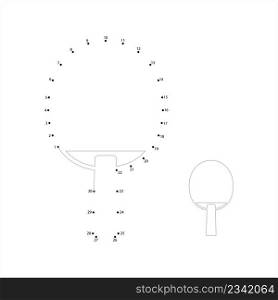 Table Tennis Icon Connect The Dots, Sport Icon Vector Art Illustration, Puzzle Game Containing A Sequence Of Numbered Dots