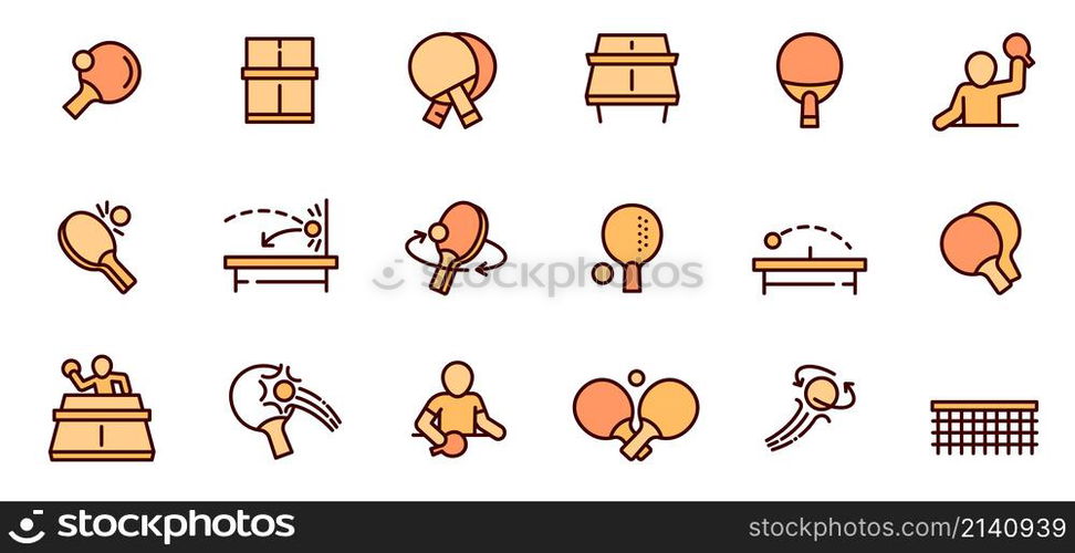 Table tennis icons set outline vector. Playing ping pong. Play game. Table tennis icons set outline vector. Playing ping pong