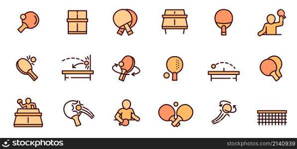 Table tennis icons set outline vector. Playing ping pong. Play game. Table tennis icons set outline vector. Playing ping pong