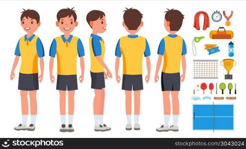 Table Tennis Player Male Vector. Game Match. Ping Pong. Isolated Flat Cartoon Character Illustration. Table Tennis Man Player Male Vector. Receives The Ball. Stylized Player. Cartoon Athlete Character Illustration