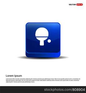 Table Tennis Racket and Ball Icon - 3d Blue Button.