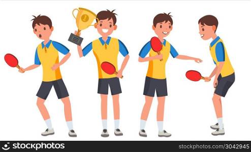 Table Tennis Young Man Player Vector. Man. Sports Concept. Stylized Player. Flat Athlete Cartoon Illustration. Table Tennis Player Male Vector. Game Match. Ping Pong. Isolated Flat Cartoon Character Illustration