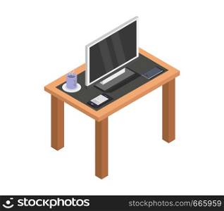 table with isometric television