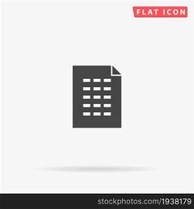 Table XLS flat vector icon. Glyph style sign. Simple hand drawn illustrations symbol for concept infographics, designs projects, UI and UX, website or mobile application.. Table XLS flat vector icon