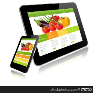 Tablet and Smart phone. Responsive website template on multiple devices