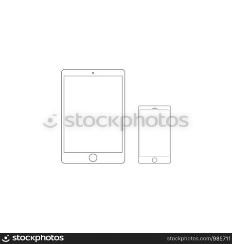 Tablet and smartphone line style. vector eps10. Tablet and smartphone line style