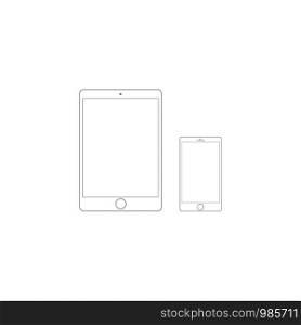 Tablet and smartphone line style. vector eps10. Tablet and smartphone line style