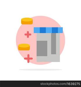 Tablet, Bottle, Healthcare Abstract Circle Background Flat color Icon