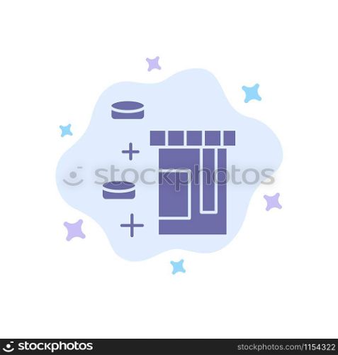 Tablet, Bottle, Healthcare Blue Icon on Abstract Cloud Background
