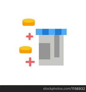 Tablet, Bottle, Healthcare Flat Color Icon. Vector icon banner Template
