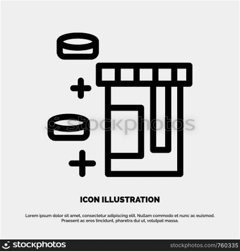 Tablet, Bottle, Healthcare Line Icon Vector