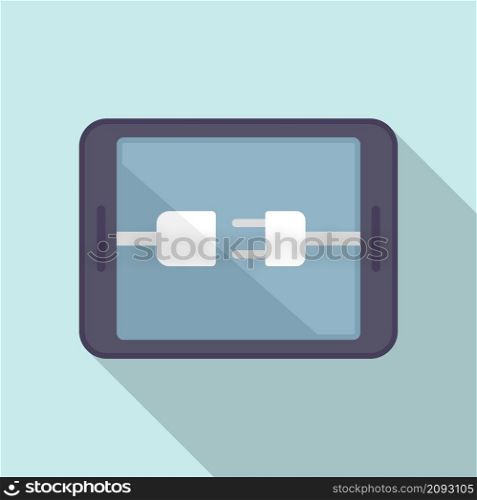 Tablet charging icon flat vector. Battery charge. Low electricity tablet. Tablet charging icon flat vector. Battery charge