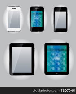 Tablet computer and mobile phone icons. vector illustration