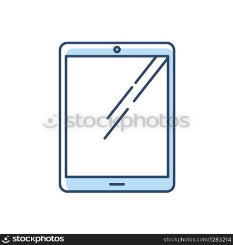Tablet computer RGB color icon. Touch screen PC. Electronic gadget with touchpad. E-reader. Digital reading. Technology. Handheld mobile device. Isolated vector illustration