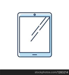 Tablet computer RGB color icon. Touch screen PC. Electronic gadget with touchpad. E-reader. Digital reading. Technology. Handheld mobile device. Isolated vector illustration