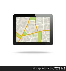 Tablet computer with City Map. Tablet computer with City Map. Location service