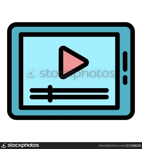 Tablet course icon. Outline tablet course vector icon color flat isolated. Tablet course icon color outline vector