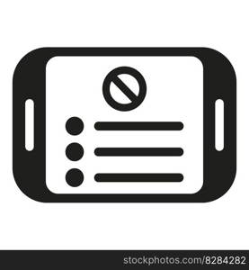 Tablet data icon simple vector. User blacklist. Cyber art. Tablet data icon simple vector. User blacklist