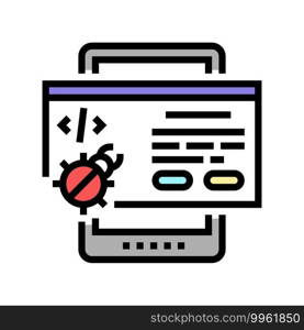 tablet debug color icon vector. tablet debug sign. isolated symbol illustration. tablet debug color icon vector illustration