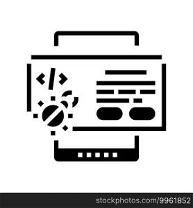 tablet debug glyph icon vector. tablet debug sign. isolated contour symbol black illustration. tablet debug glyph icon vector illustration