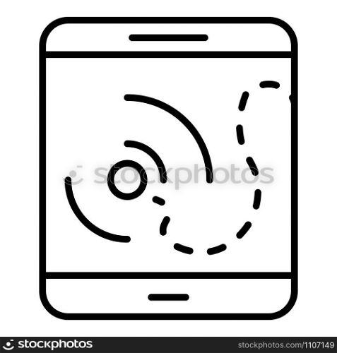 Tablet drone route icon. Outline tablet drone route vector icon for web design isolated on white background. Tablet drone route icon, outline style