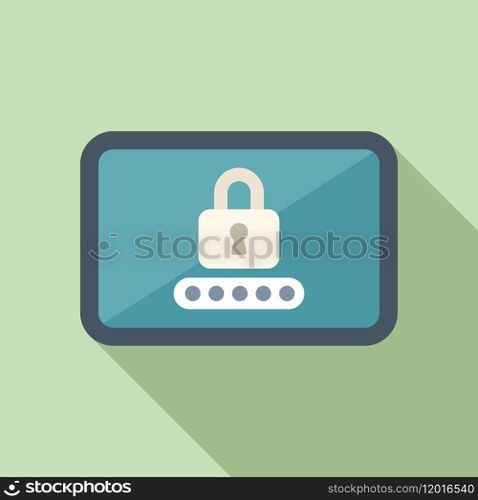 Tablet enter passcode icon flat vector. Access computer. Login verify step. Tablet enter passcode icon flat vector. Access computer