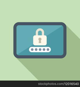 Tablet enter passcode icon flat vector. Access computer. Login verify step. Tablet enter passcode icon flat vector. Access computer