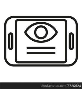 Tablet eye test icon outline vector. Health clinic. Optical clinic. Tablet eye test icon outline vector. Health clinic