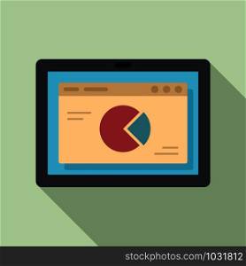 Tablet finance pie chart icon. Flat illustration of tablet finance pie chart vector icon for web design. Tablet finance pie chart icon, flat style