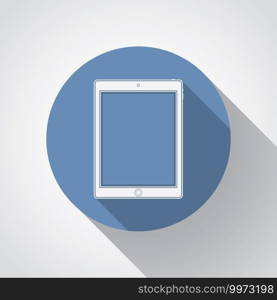 Tablet flat icon with long shadow.