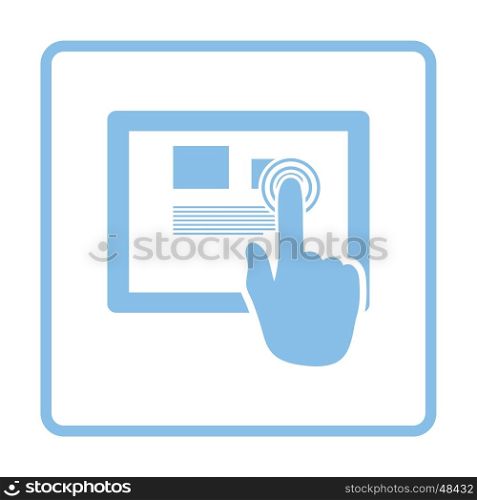 Tablet icon. Blue frame design. Vector illustration.