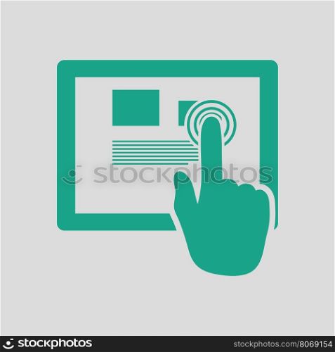 Tablet icon. Gray background with green. Vector illustration.
