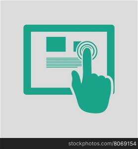 Tablet icon. Gray background with green. Vector illustration.