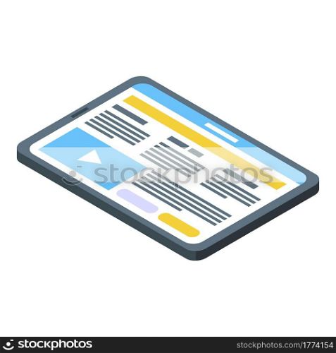 Tablet icon. Isometric of Tablet vector icon for web design isolated on white background. Tablet icon, isometric style