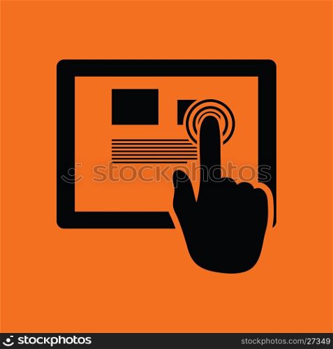 Tablet icon. Orange background with black. Vector illustration.
