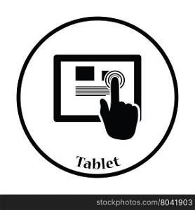 Tablet icon. Thin circle design. Vector illustration.
