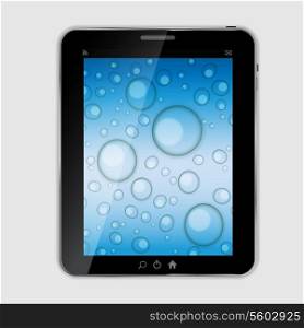 Tablet icon vector illustration with waterdrops