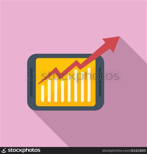 Tablet invest graph icon flat vector. Business money. Estate credit. Tablet invest graph icon flat vector. Business money