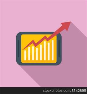 Tablet invest graph icon flat vector. Business money. Estate credit. Tablet invest graph icon flat vector. Business money