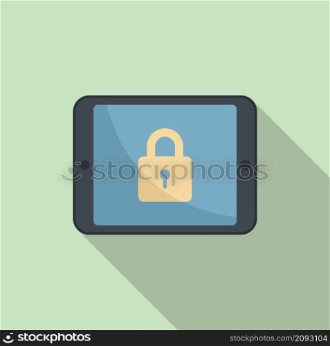 Tablet locking icon flat vector. Secure lock. Data mobile tablet. Tablet locking icon flat vector. Secure lock