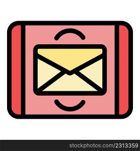Tablet mail request icon. Outline tablet mail request vector icon color flat isolated. Tablet mail request icon color outline vector