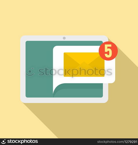 Tablet notification icon. Flat illustration of tablet notification vector icon for web design. Tablet notification icon, flat style