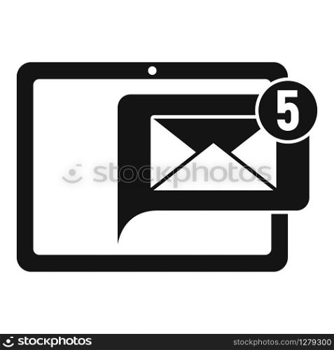 Tablet notification icon. Simple illustration of tablet notification vector icon for web design isolated on white background. Tablet notification icon, simple style
