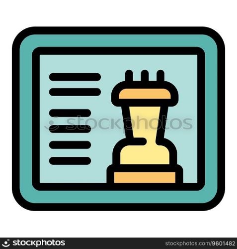 Tablet online chess icon outline vector. Computer bet. Social story color flat. Tablet online chess icon vector flat