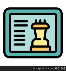 Tablet online chess icon outline vector. Computer bet. Social story color flat. Tablet online chess icon vector flat