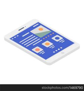 Tablet online shopping icon. Isometric of tablet online shopping vector icon for web design isolated on white background. Tablet online shopping icon, isometric style
