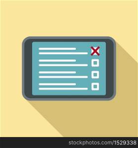 Tablet online survey icon. Flat illustration of tablet online survey vector icon for web design. Tablet online survey icon, flat style