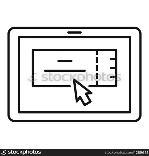 Tablet online ticket icon. Outline tablet online ticket vector icon for web design isolated on white background. Tablet online ticket icon, outline style