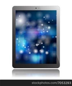Tablet pad template. Tablet PC isolated with screen saver on white background. Display computer pad. Vector illustration.