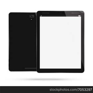 Tablet PC Computer. Realistic Modern Mobile Pad. Digital Vector Design. Front, Back View. Isolated on White Background.. Tabletpc